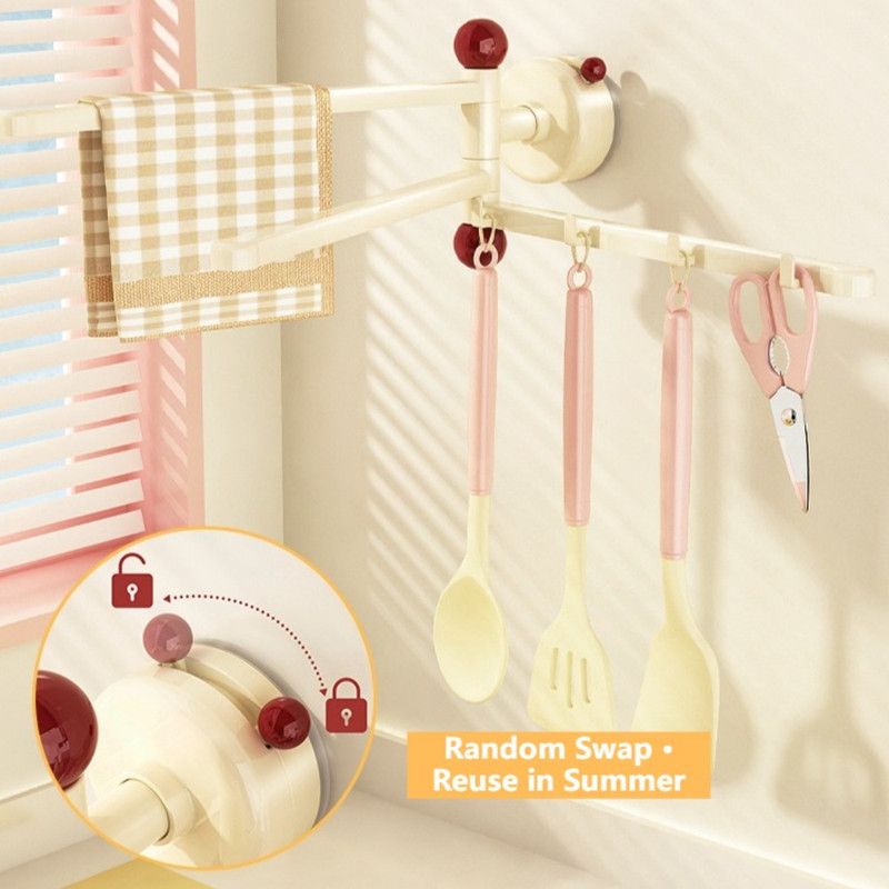 Suction-Mounted Rotatable Towel Rack, Multi-Foldable Kitchen Dishcloth Holder, Multi-Purpose Bathroom Storage Hanger—Blue
