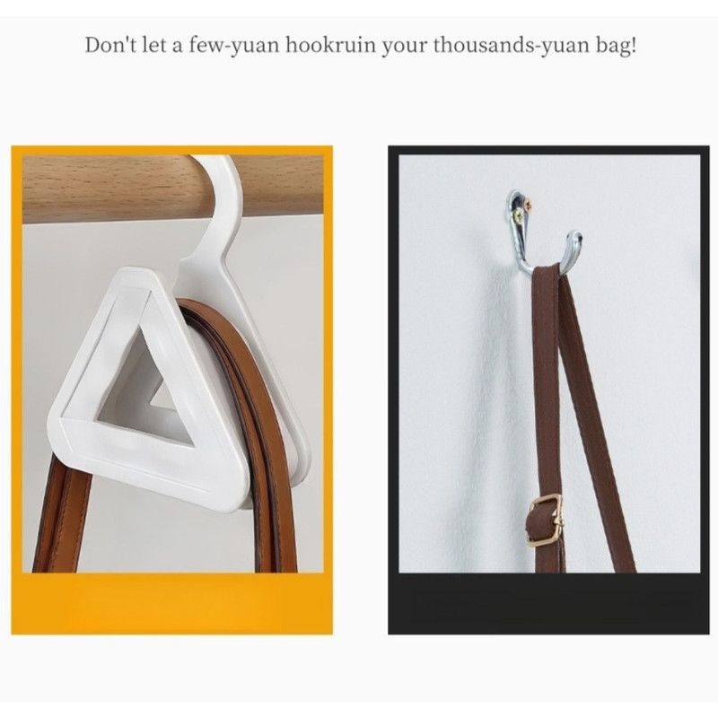 2-Pack - Triangular No-Mark Bag Storage Hooks, Multi-Purpose Anti-Crease Hanger for Handbags, Scarves, and Ties - White