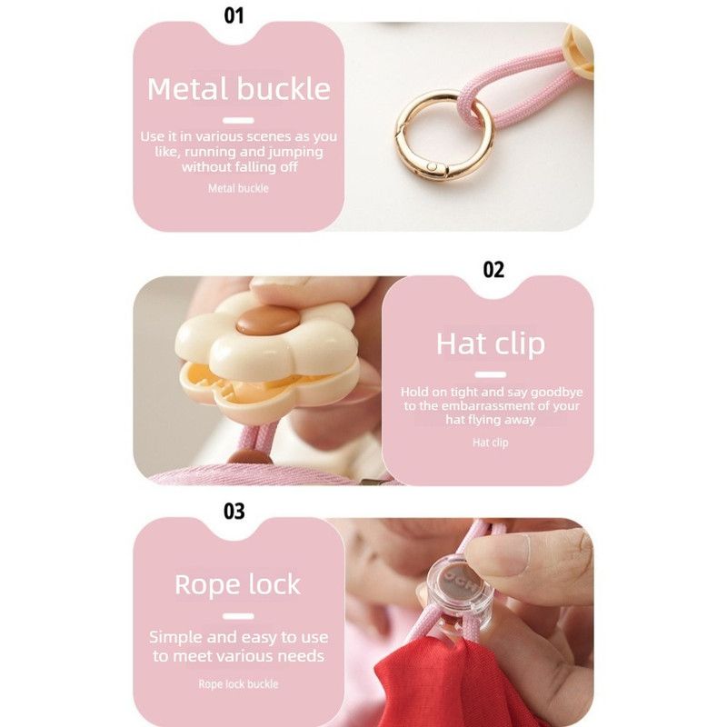 Flower Multi-Purpose Hat Clip 2-Pack, Portable Anti-Lost Cap Holder Hook for Backpacks and Outdoor Travel—Beige