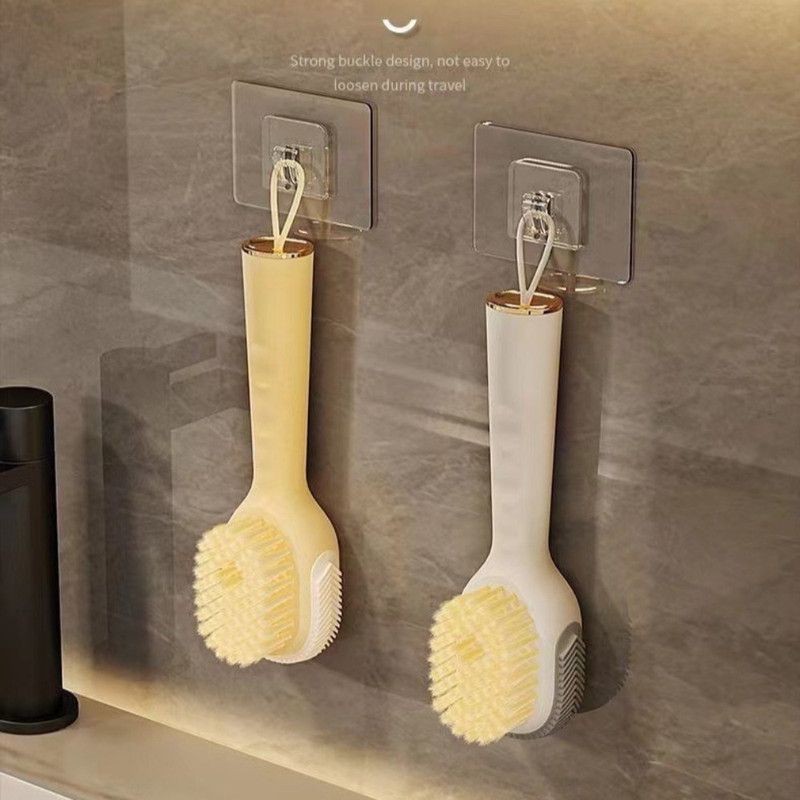 Refillable Liquid Shoe Brush, Soft-Bristle Press-Discharge Laundry Brush for Cleaning Shoes and Clothes—White