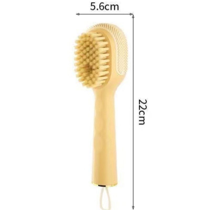 Refillable Liquid Shoe Brush, Soft-Bristle Press-Discharge Laundry Brush for Cleaning Shoes and Clothes—Yellow