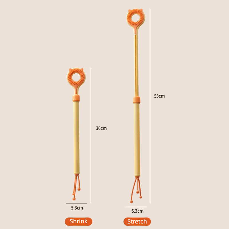 3-in-1 Retractable Pet Scratching Stick, Double-Sided Cat Massage Comb for Cat Grooming—Brown