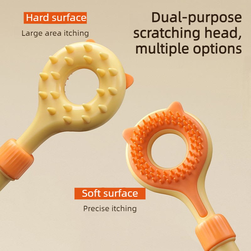 3-in-1 Retractable Pet Scratching Stick, Double-Sided Cat Massage Comb for Cat Grooming—Orange