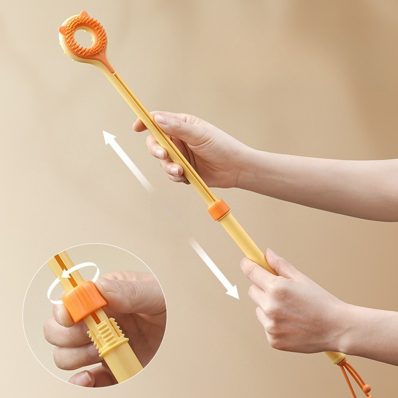 3-in-1 Retractable Pet Scratching Stick, Double-Sided Cat Massage Comb for Cat Grooming—Orange