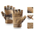Size L - Brown Camouflage - EVA Protective Tactical Gloves (1 Pair), Anti-Slip Shock-Absorbing Sports Gloves for Cycling Workouts