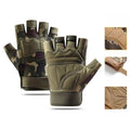 Size M - Green Camouflage - EVA Protective Tactical Gloves (1 Pair), Anti-Slip Shock-Absorbing Sports Gloves for Cycling Workouts