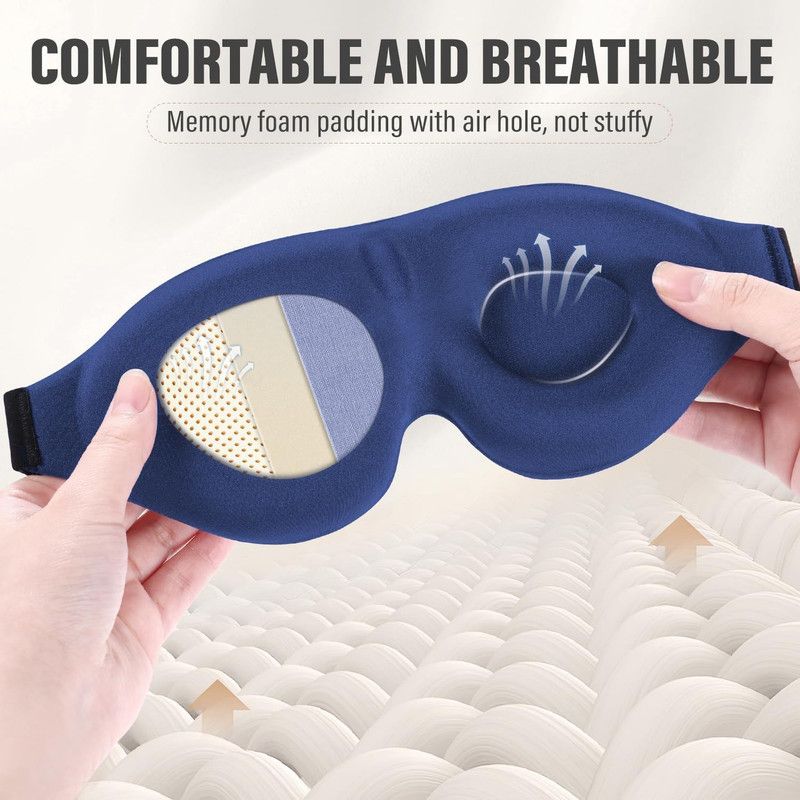 3D Deepened Sleep Eye Mask, Integrated Nose Wing, Full Light-Blocking, Breathable Eye Cover for Naps and Travel—Black