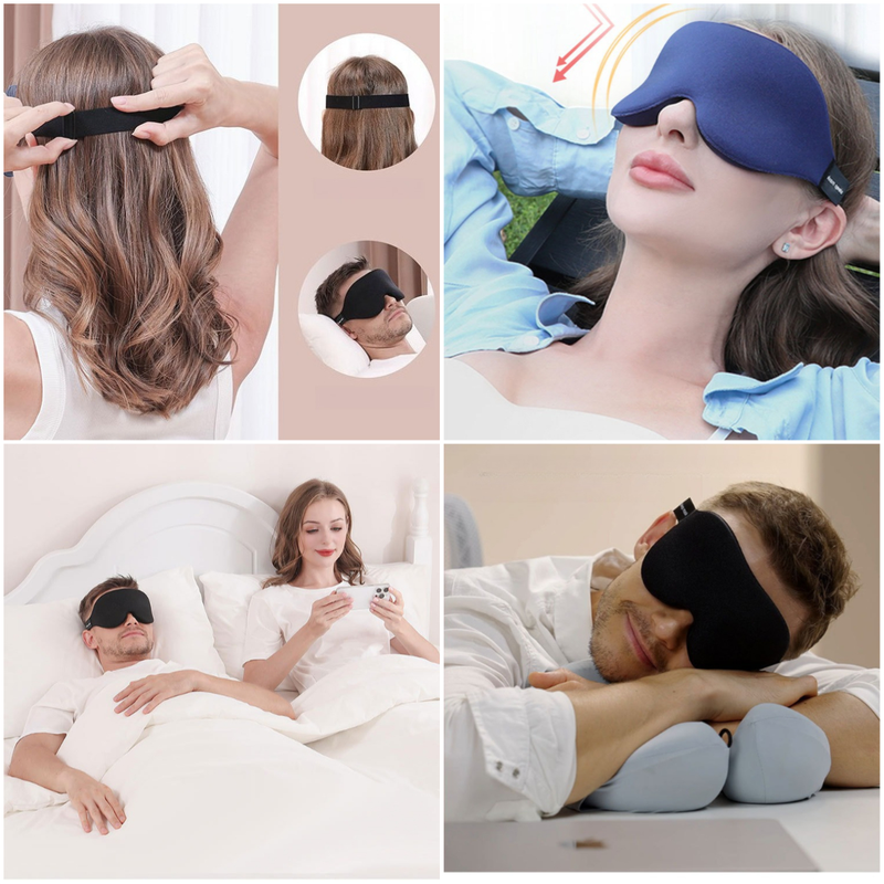 3D Deepened Sleep Eye Mask, Integrated Nose Wing, Full Light-Blocking, Breathable Eye Cover for Naps and Travel - Blue