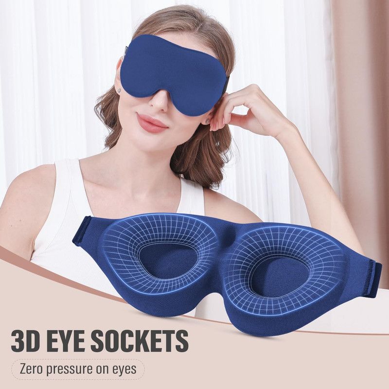 3D Deepened Sleep Eye Mask, Integrated Nose Wing, Full Light-Blocking, Breathable Eye Cover for Naps and Travel - Purple