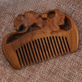 8cm Mini Carved Sandalwood Comb, Vintage Reishi Mushroom 3D Engraved Portable Anti-Static Wooden Scalp Massage Comb