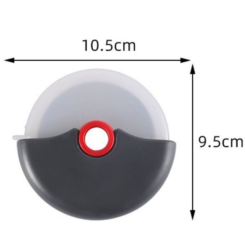 Detachable Stainless Steel Pizza Cutter Wheel with Transparent Protective Cover, Kitchen Baking Slicer Tool—Red
