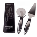 2Pcs Pizza Baking Tool Set, 8cm Stainless Steel Guard Pizza Cutter Wheel & Triangular Cheese Spatula