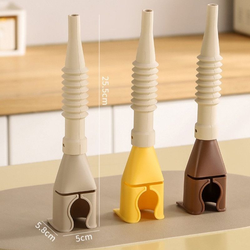 Bendable Silicone Long Oil Funnel, Clip-On Universal Oil Dispenser, Multi-Purpose Kitchen Transfer Funnel—Brown