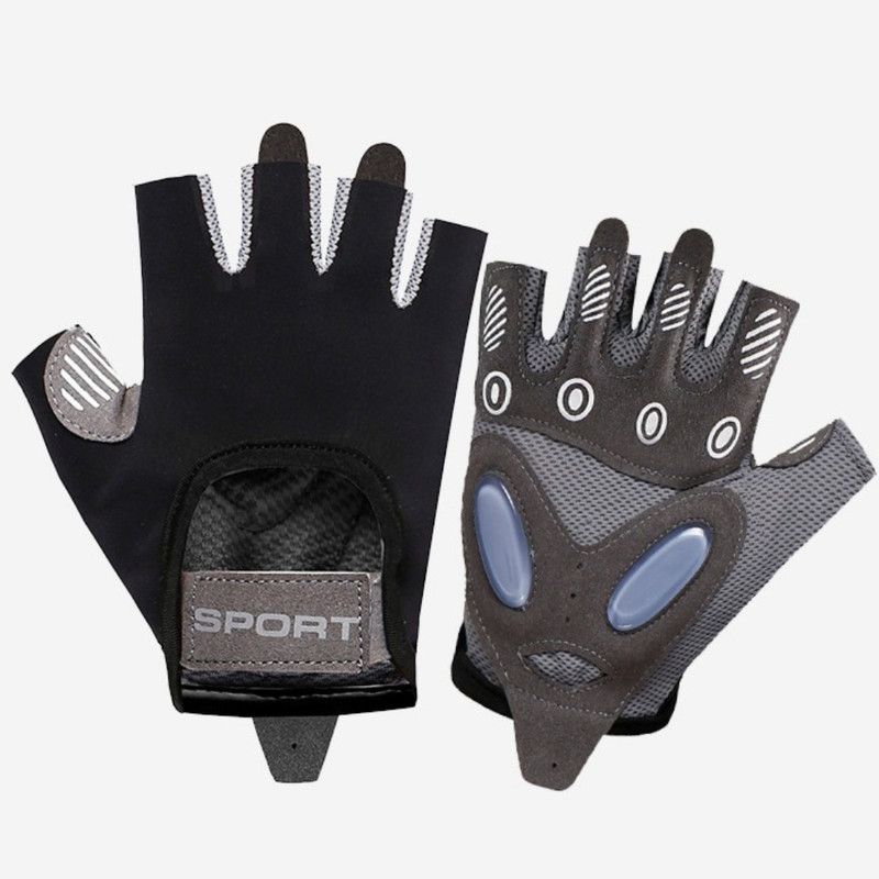 Black - Size L - Women's Ice Silk Half-Finger Fitness Gloves, Silicone Shock-Absorbing, Anti-Slip, Breathable Sports Gloves