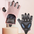 Pink - Size M - Women's Ice Silk Half-Finger Fitness Gloves, Silicone Shock-Absorbing, Anti-Slip, Breathable Sports Gloves