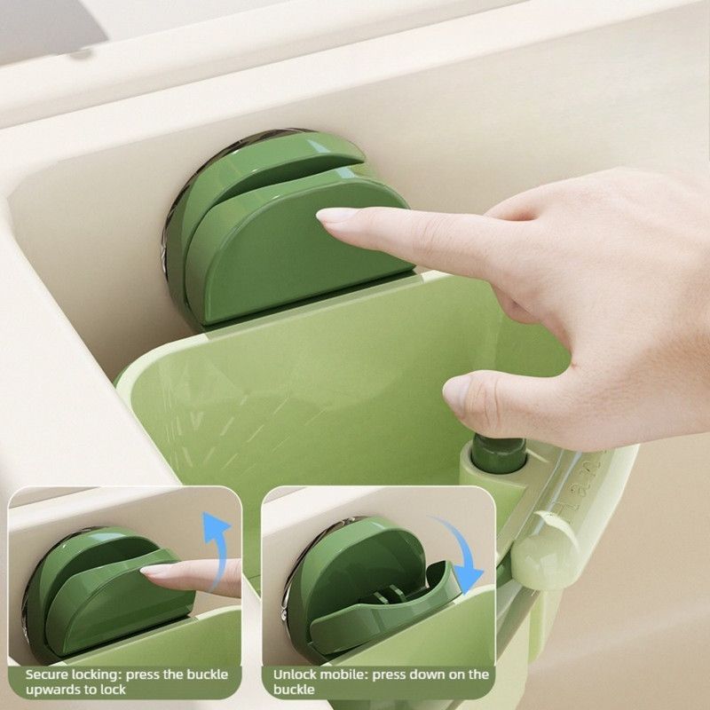 Suction Triangle Sink Drain Basket, Press-On Lid Kitchen Food Residue Filter, Detachable Sink Storage Rack—Orange