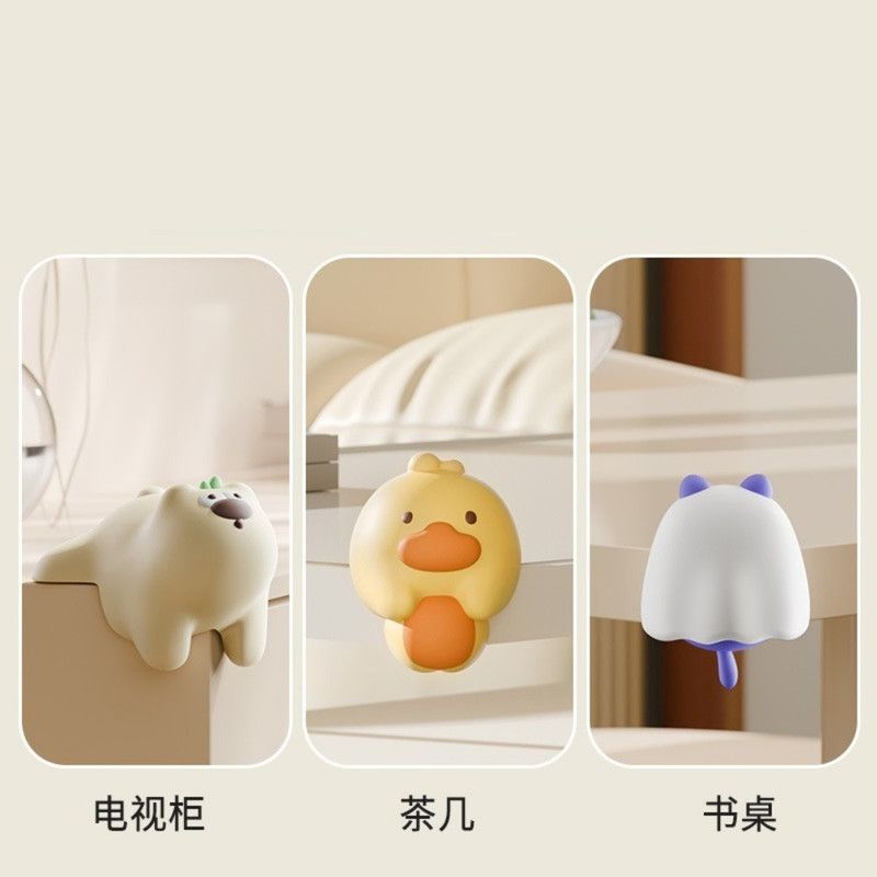 4-Pack Cartoon Animal Corner Guards, Safety Table Edge Protectors, Self-Adhesive PVC Anti-Collision Corner Pads—White