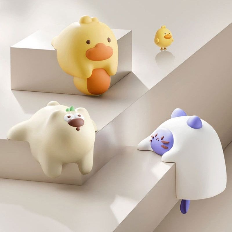 4-Pack Cartoon Animal Corner Guards, Safety Table Edge Protectors, Self-Adhesive PVC Anti-Collision Corner Pads—White