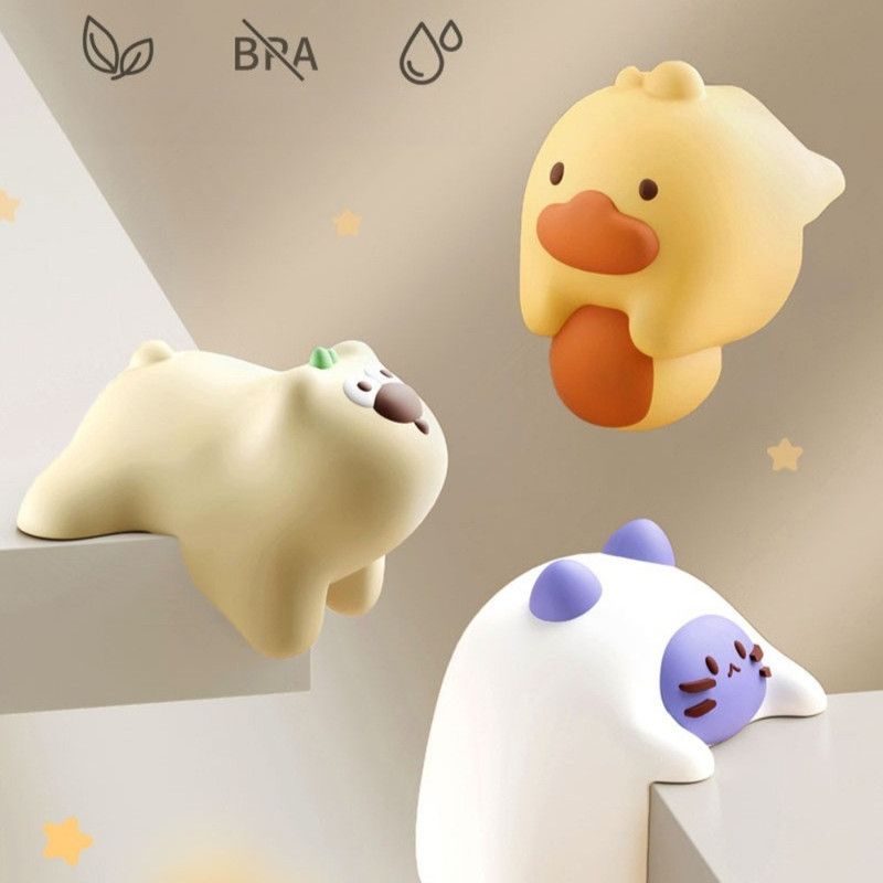 4-Pack Cartoon Animal Corner Guards, Safety Table Edge Protectors, Self-Adhesive PVC Anti-Collision Corner Pads—Yellow