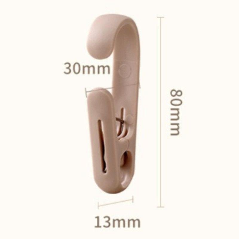 10-Pack Multi-Functional Hook Clips, Stackable Long-Tail Clips for Closets, for Kitchen and Bathroom—Brown