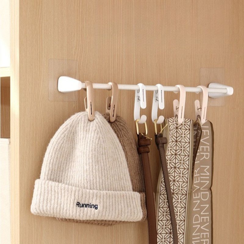 10-Pack Multi-Functional Hook Clips, Stackable Long-Tail Clips for Closets, for Kitchen and Bathroom—White