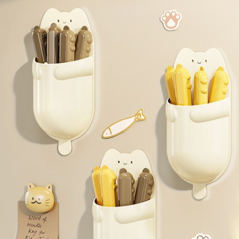 Cat Magnetic Storage Box Food Sealing Clips, Date Mark Snack Bag Sealer Clips—Brown