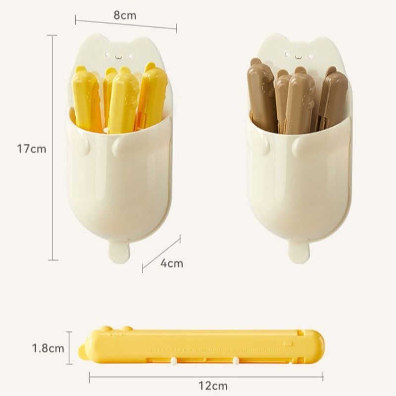 Cat Magnetic Storage Box Food Sealing Clips, Date Mark Snack Bag Sealer Clips—Brown