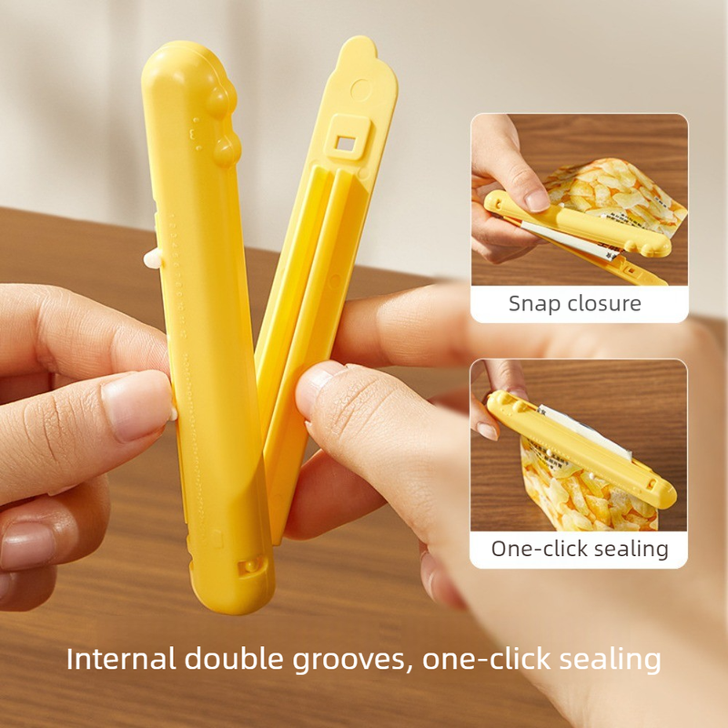 Cat Magnetic Storage Box Food Sealing Clips, Date Mark Snack Bag Sealer Clips—Yellow