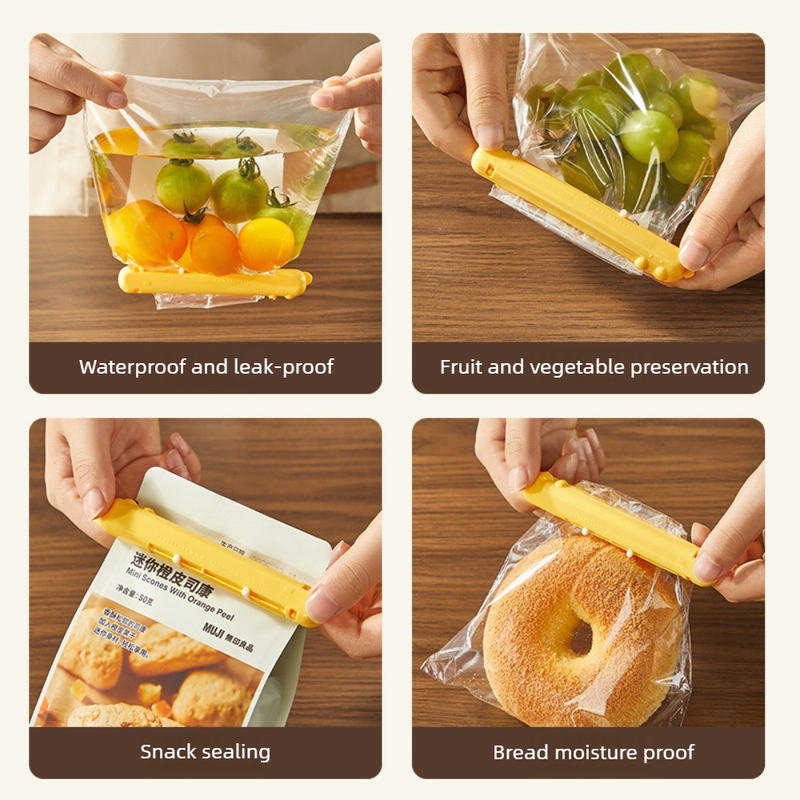 Cat Magnetic Storage Box Food Sealing Clips, Date Mark Snack Bag Sealer Clips—Yellow