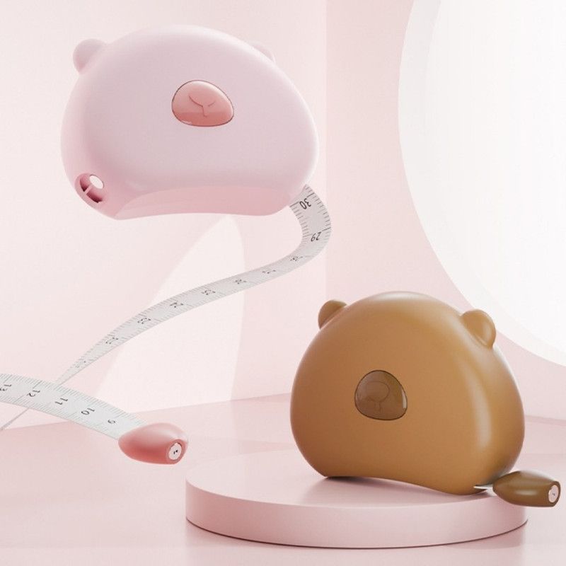 Bear Magnetic Retractable Tape Measure, Portable Body Measuring Ruler for Bust, Waist, and Hips—Brown