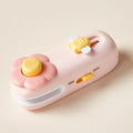 Flower Mini Magnetic Sealer, Handheld Rechargeable 2-in-1 Bag Sealing & Cutter Machine for Snack Packaging—Pink