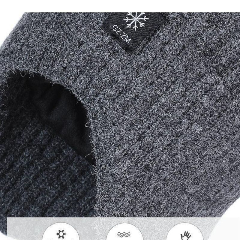 2-Pack - Men's Fleece-Lined Ear Protection Knit Beanie, Warm Thick Winter Hat for Dad or Grandpa - Gray