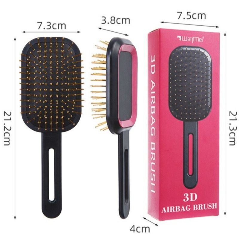 3D Air Cushion Hair Brush, Multi-function Scalp Massage Detangler Comb for Home Hair Styling—Black