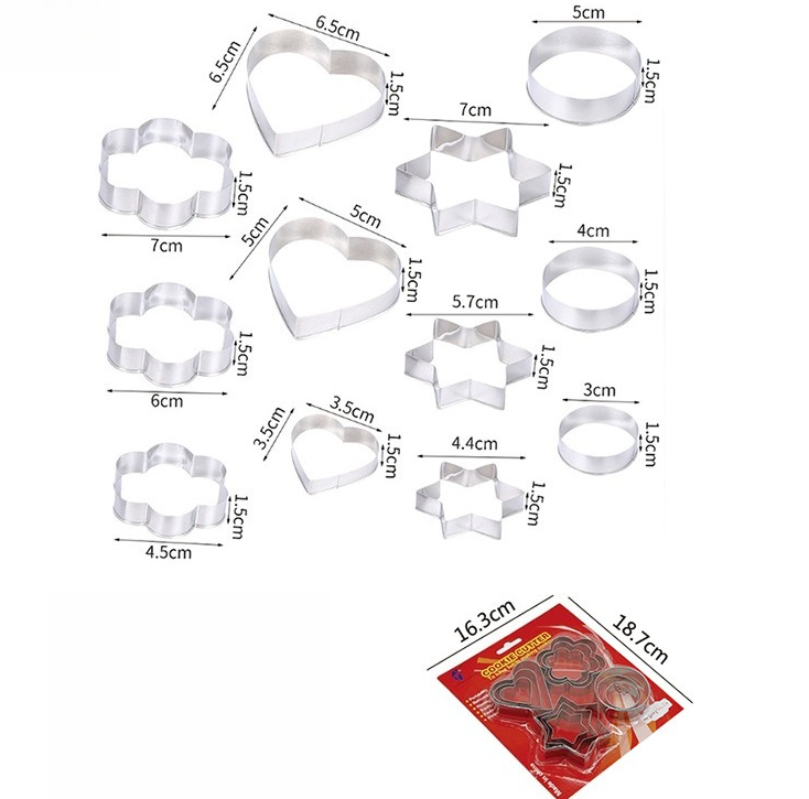 Stainless Steel Cookie Cutter Sets, DIY Press Baking Molds for Homemade Cookies & Pastries—12-Piece Star-Shaped Set
