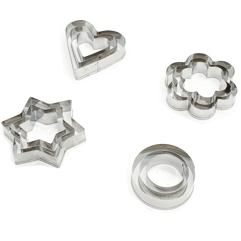Stainless Steel Cookie Cutter Sets, DIY Press Baking Molds for Homemade Cookies & Pastries—12-Piece Star-Shaped Set