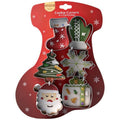 Stainless Steel Christmas Cookie Cutter 6-Piece Set, Holiday DIY Baking Molds for Cookies & Fondant—Christmas Stocking
