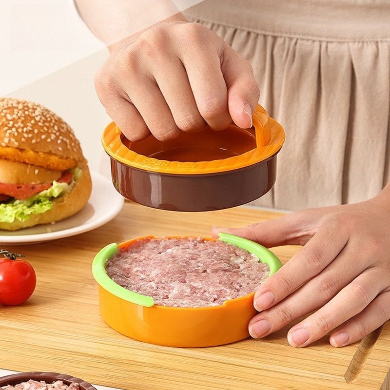 Detachable Hamburger Patty Press Mold, Homemade Beef Burger Maker DIY Kitchen Tool—Black