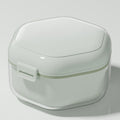3-Layer Drainable Retainer Storage Case, Portable Invisible Braces & Denture Soaking Cleaning Box - Green