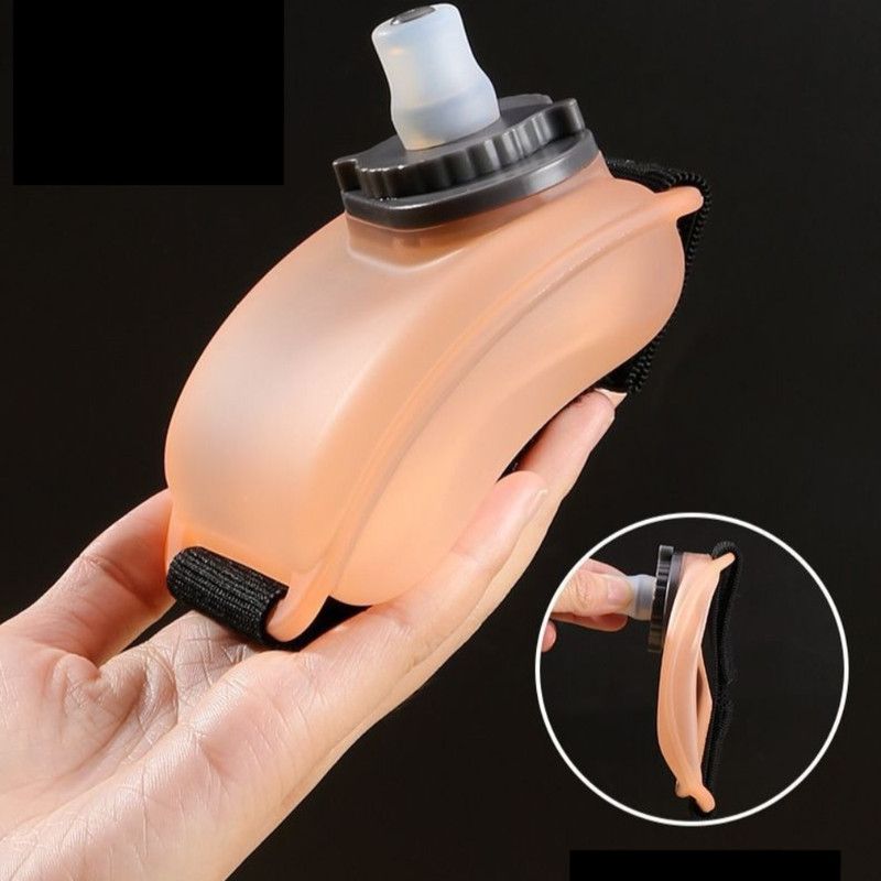 Silicone Wrist-Worn Sports Water Bottle, 200ml Portable Soft Water Cup for Cycling, Running, and Hiking—Black