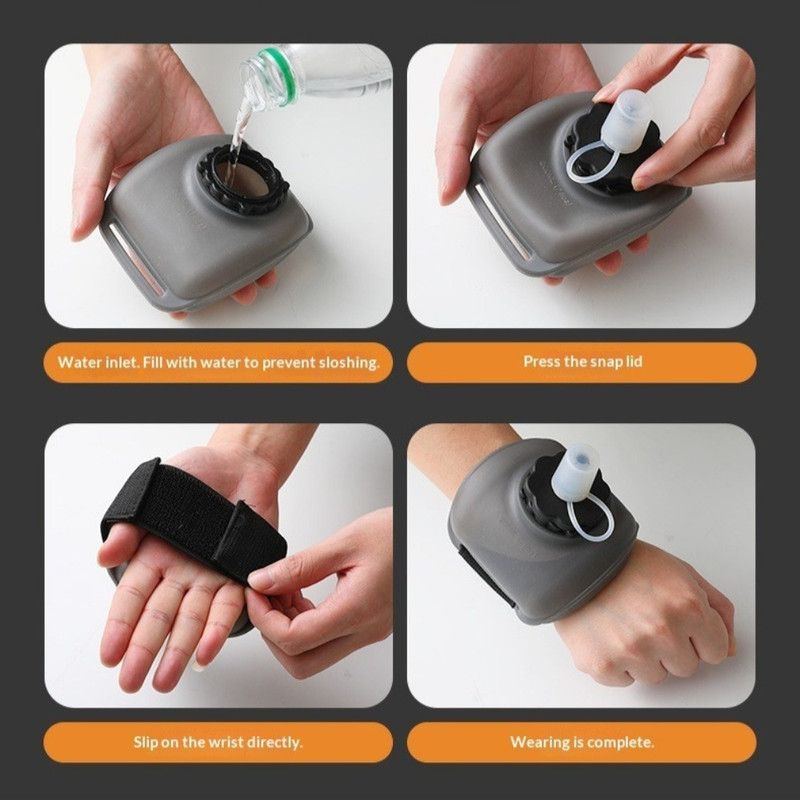 Silicone Wrist-Worn Sports Water Bottle, 200ml Portable Soft Water Cup for Cycling, Running, and Hiking—White