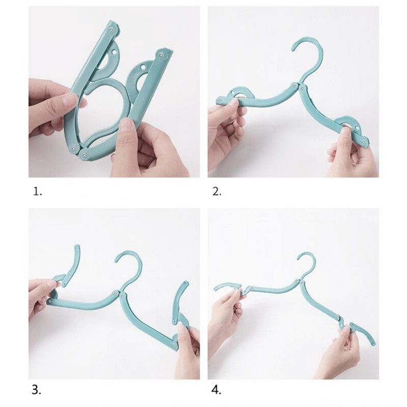 Portable Foldable Travel Clothes Hanger Set, Clothes Rack With Storage Bag For Business Trips and Home Use—Blue