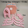 Portable Foldable Travel Clothes Hanger Set, Includes Clips, Clothes Rack with Storage Bag for Business Trips and Home Use - Pink