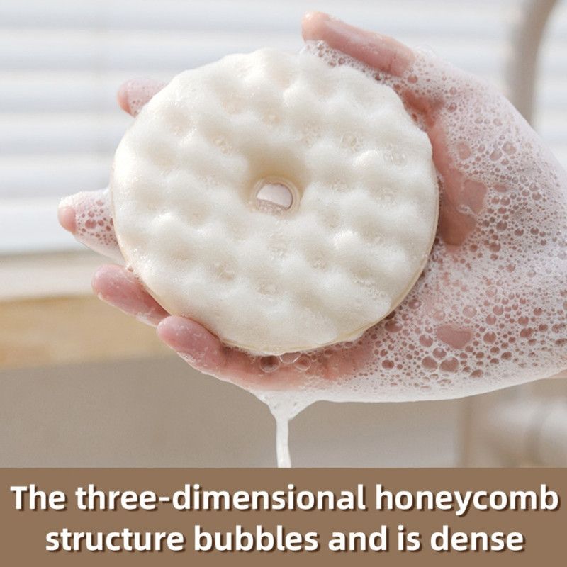 Donut Honeycomb Double Sided Dish Sponge With Suction Cup, Kitchen Cleaning Scrubber Set