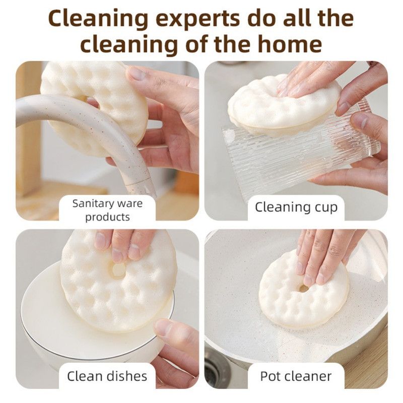 Donut Honeycomb Double Sided Dish Sponge With Suction Cup, Kitchen Cleaning Scrubber Set