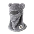 Cute Bear Ear Plush Integrated Balaclava Hat, 4-in-1 Windproof Warm Neck and Face Cover Hat - Gray