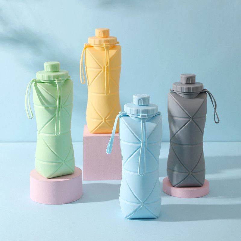 Collapsible Silicone Water Bottle 800ml Folding Travel Camping Cup Yellow