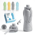 Collapsible Silicone Water Bottle 800ml Folding Travel Camping Hiking Cup Grey