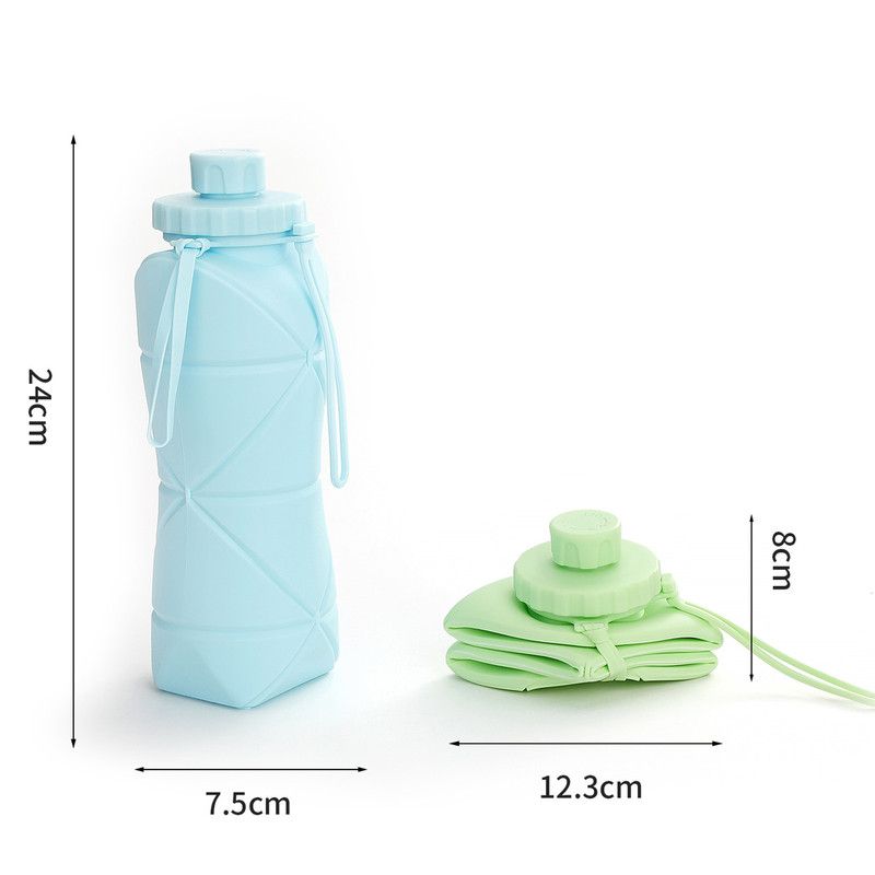 Collapsible Silicone Water Bottle 800ml Folding Travel Camping Hiking Cup Blue