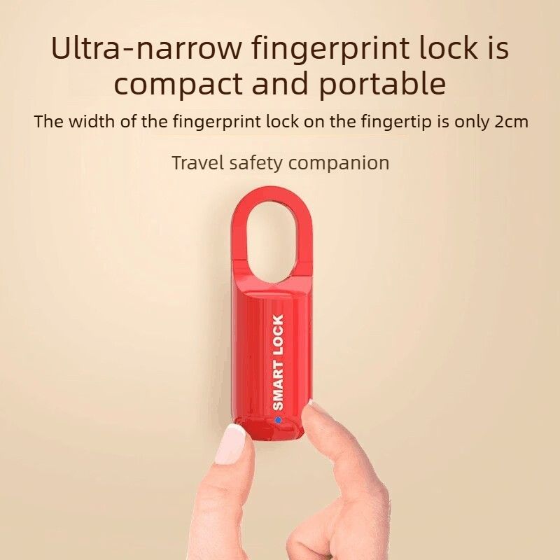 Smart Fingerprint Padlock Portable Luggage Lock Type C Rechargeable Anti Theft Travel Bag Lock-black
