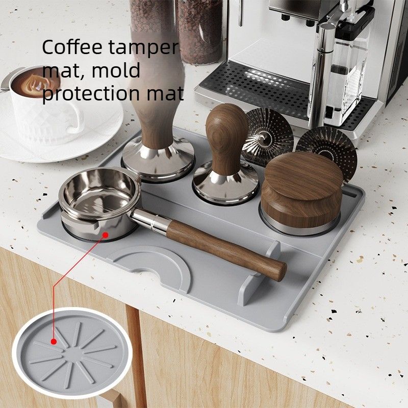 Multi Function Silicone Coffee Tamping Mat Non Slip Espresso Tamper Pad Coffee Machine Accessories-Gray